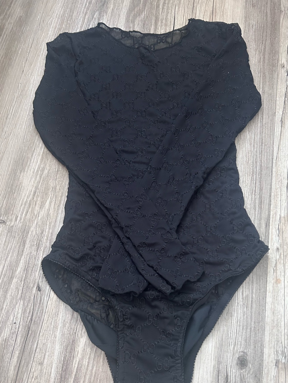 Gucci long sleeve logo embroidered bodysuit
